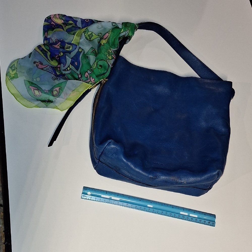 Fossil Blue Leather Shoulder Bag